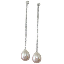 E1107 18KW Cultured Pearl and Diamond Earrings