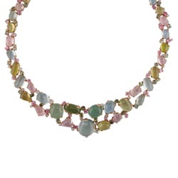 N1850 18KT Semi-Precious Stone, Sapphire, and Diamond Necklace